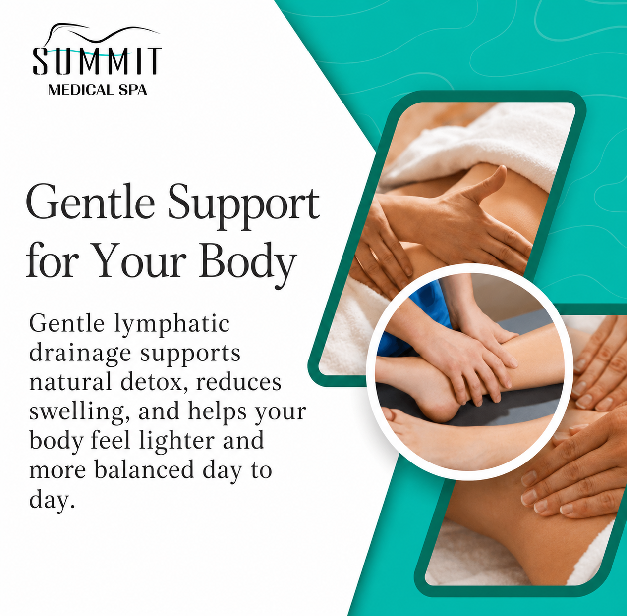 Gentle lymphatic drainage massage therapy at Summit Medical Spa