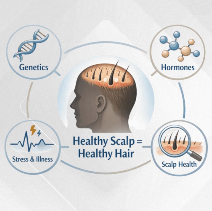 Healthy scalp factors affecting hair growth and restoration